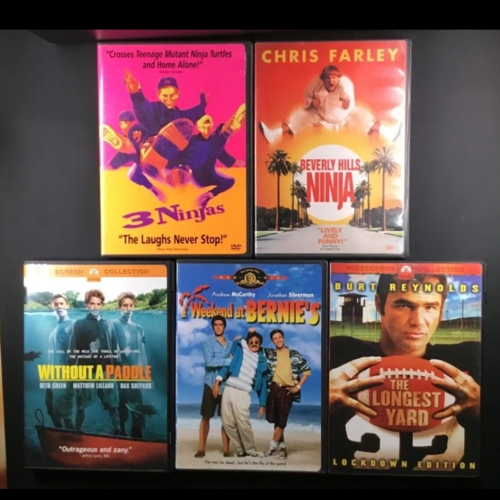 Comedy DVD Lot of 5 - 3 Ninjas, Beverly Hills, w/o Paddle, Bernies, Longest Yard